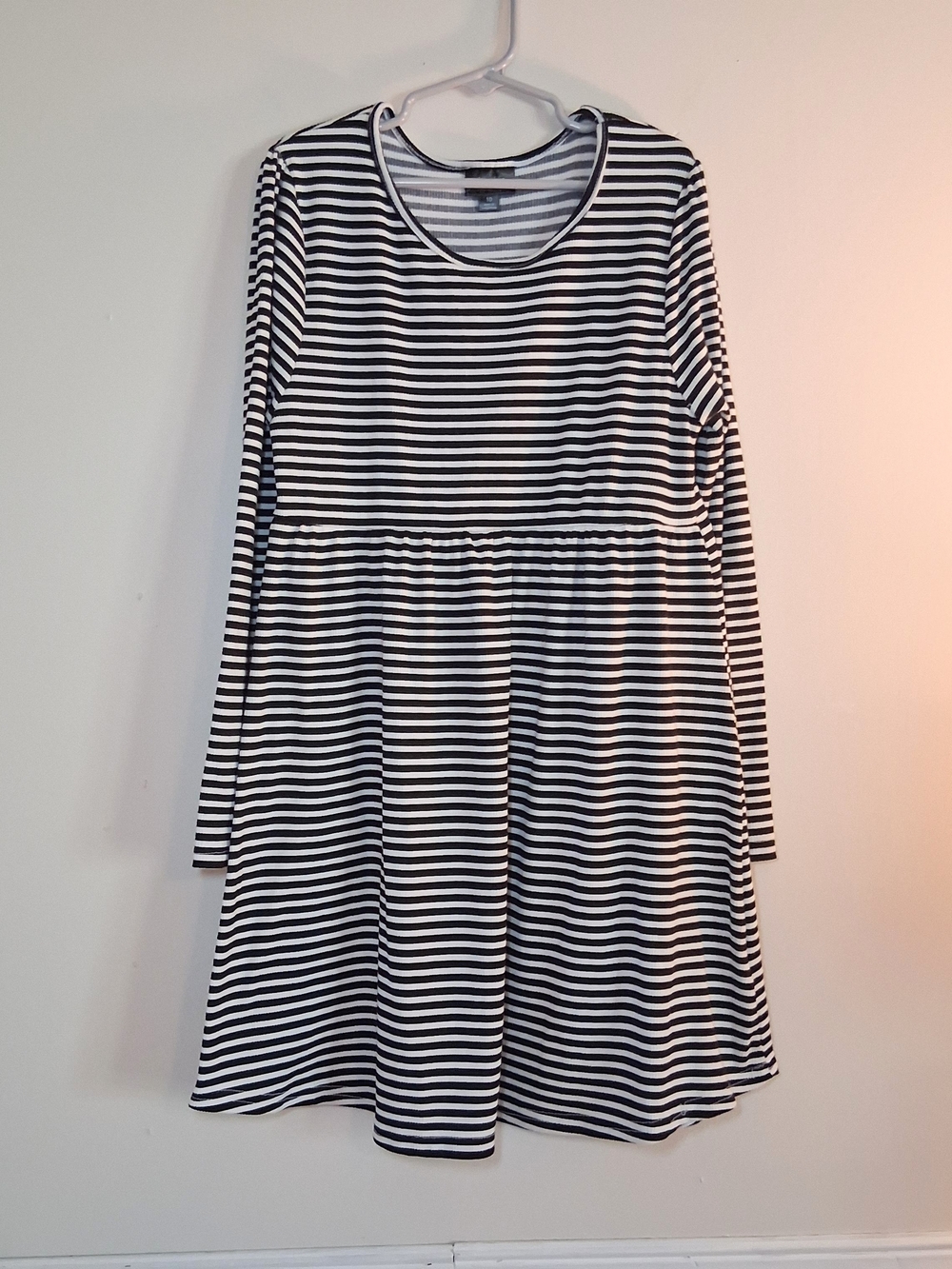 Picapino Girls' Black & White Striped Long-Sleeve Dress Size 10
